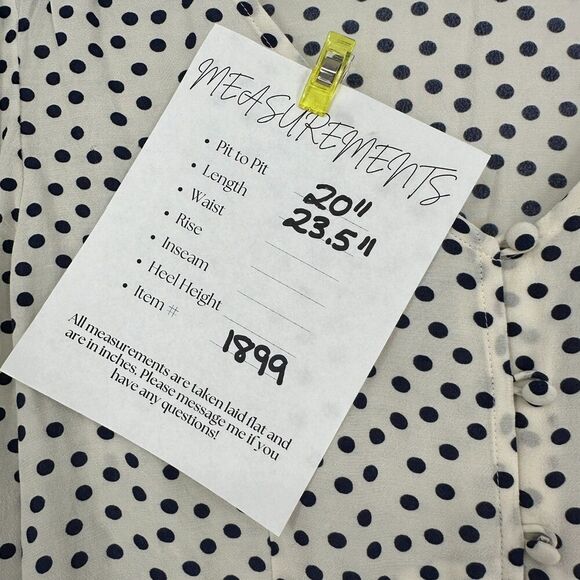 Talbots Womens Button Up Blouse Top Size 10 Navy White Polka Dots Classic Career - Picture 2 of 8